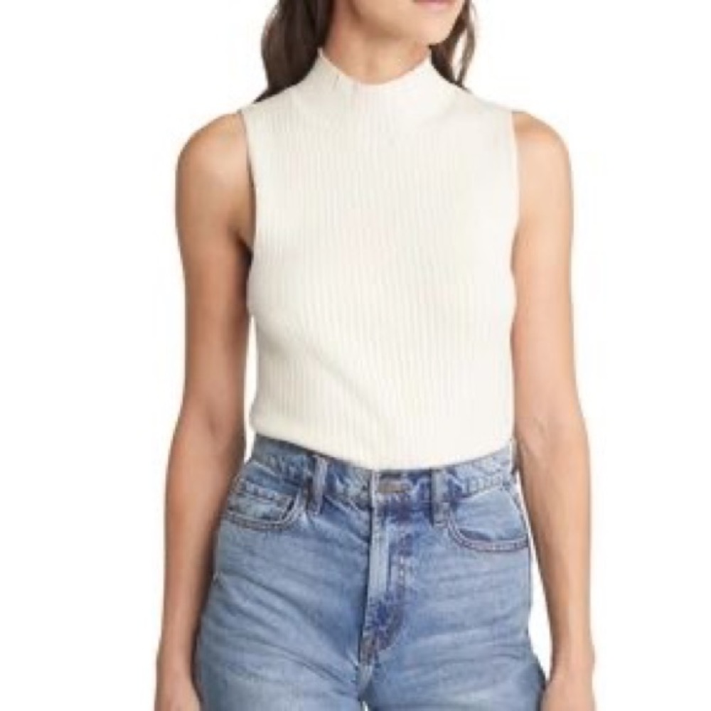 Madewell Pearson Mockneck Sweater Tank Size Small Cream